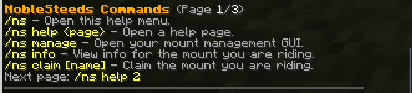 Main NobleSteeds menu screenshot