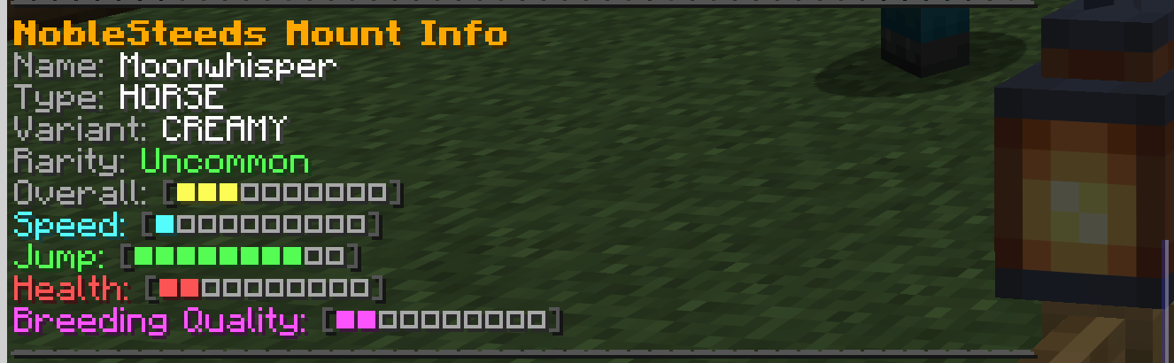 Rarity display screenshot